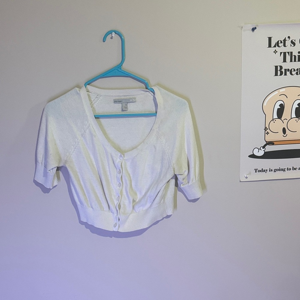 Old Navy White Button-Up Crop Top